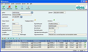 Screenshot Plankarte in abas-ERP